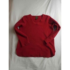 L.L. Bean Sweater Womens Small Red Fleece Crew Neck Pullover Long Sleeves Cozy